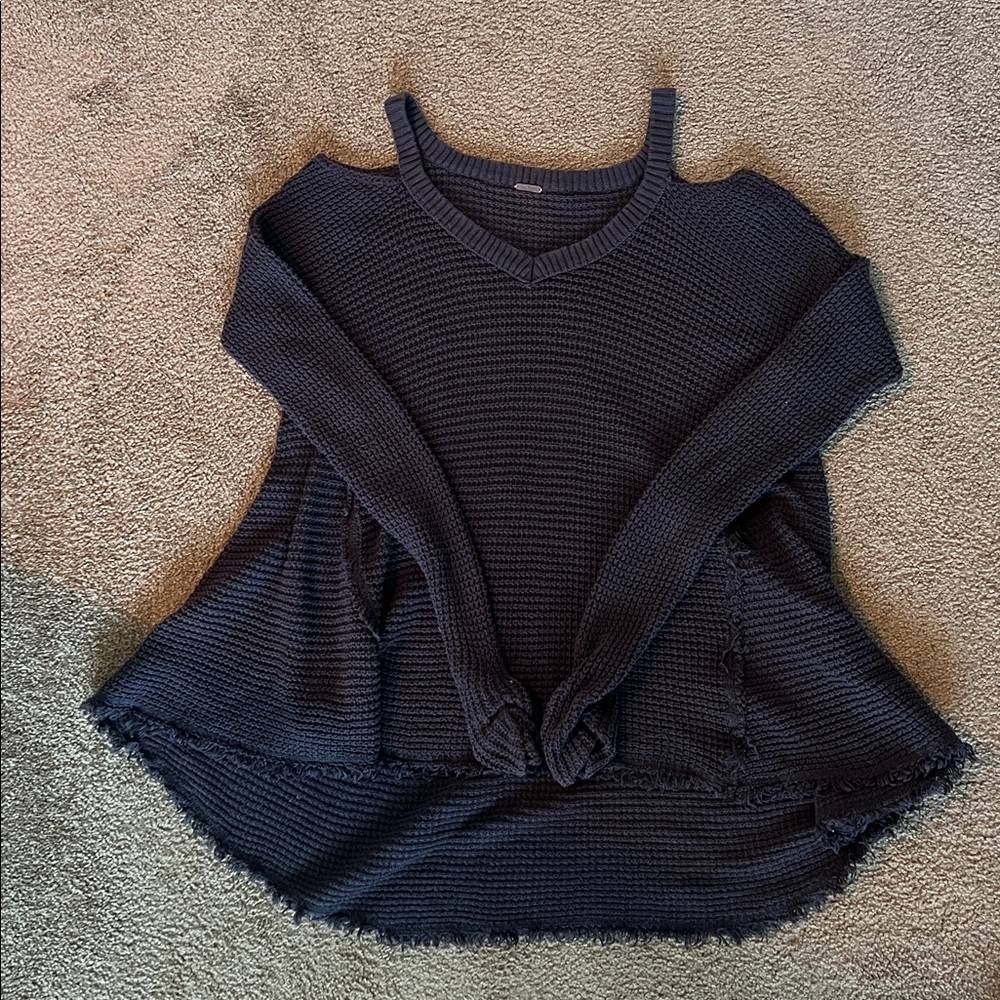 Free People Off-the-Shoulder Sweater in Navy